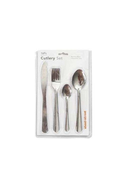 16 PIECE STAINLESS STEEL CUTLERY SET - 1 - Silver | SHEET STREET