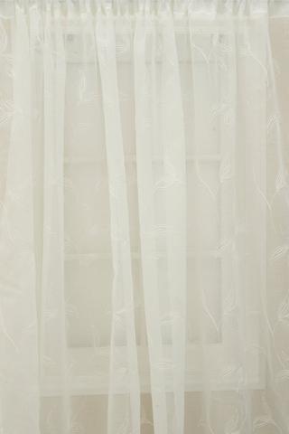 EMBROIDERED LEAF SHEER TAPED CURTAIN 230X218CM