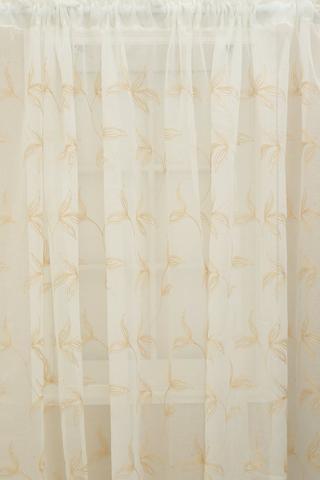 EMBROIDERED LEAF SHEER TAPED CURTAIN 230X218CM