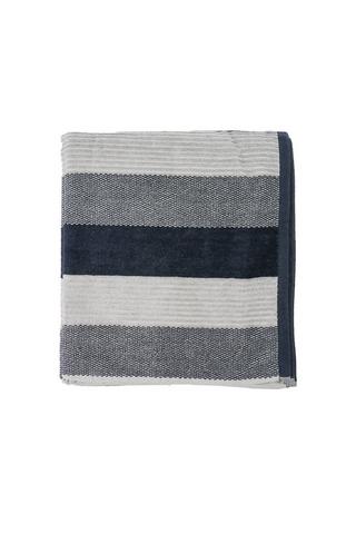 MELANGE STRIPE VELOUR BATH SHEET - 1 - Navy