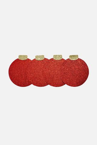 4 PACK XMAS BAUBLE COASTERS