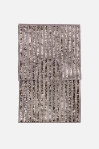 2 PIECE VISCOSE STRIPE BATHMAT SET