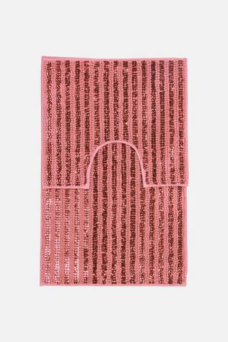 2 PIECE VISCOE STRIPE BATHMAT SET