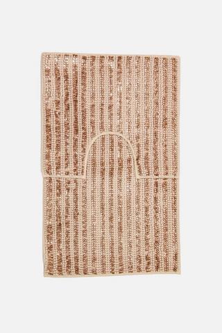 2 PIECE VISCOE STRIPE BATHMAT SET
