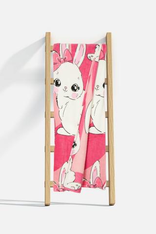 KIDS BUNNY PRINTED CORAL FLEECE BLANKET125X150CM