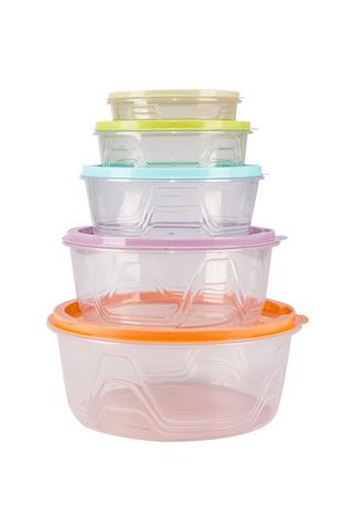 5 PASTEL PLASTIC STORAGE CONTAINERS