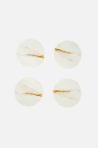 4 PIECE MARBLE COASTER SET