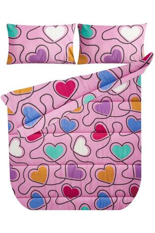 KIDS RETRO HEARTS POLYESTER COMFORTER