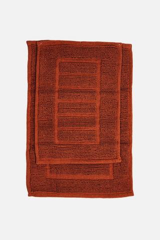 2 PIECE LOOP BORDER BATHMAT SET