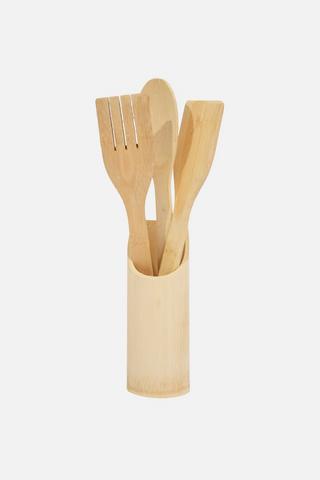 4 PIECE BAMBOO UTENSILS