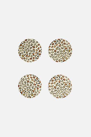 4 PACK LEAPARD PRINTED COASTERS