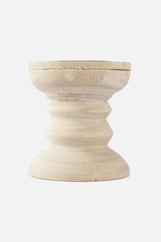 WOODEN PILLAR CANDLE HOLDER