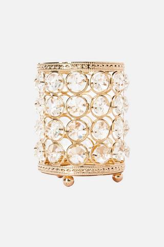 BEADED CYLINDER CANDLE HOLDER