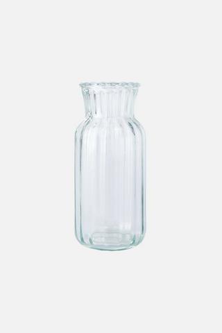 RIBBED BUD GLASS VASE - 1 - Clear