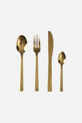 16 PIECE GOLD CUTLERY SET