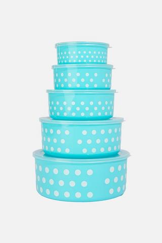 5 PIECE POLKA DOT STORAGE CONTAINERS