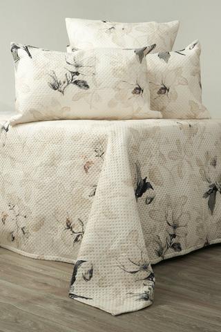 5 PIECE NATURAL MAGNOLIA POLYESTER QUILT SET