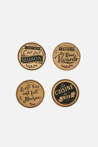4 PIECE WOODEN COASTERS
