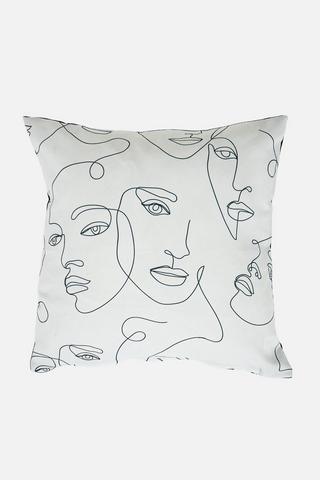 SCRIBBLE FACE PRINTED SCATTER COVER 43X43CM