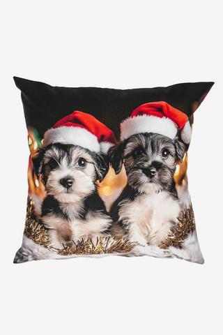 CHRISTMAS PUP PRINTED SCATTER 45X45CM