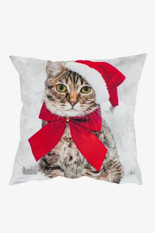 CHRISTMAS CAT PRINTED SCATTER 45X45CM