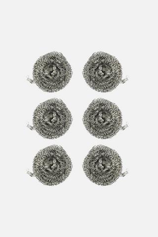 6 PIECE STEEL CLEANING SCOURERS