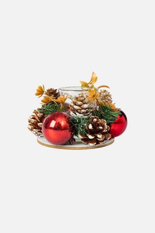 CHRISTMAS PINECONE DECORATIVE CANDLE HOLDER