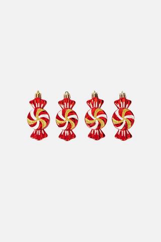 4 PACK CHRISTMAS HANGING CANDY DECORATIONS