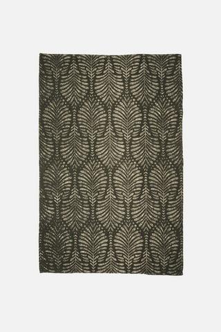 LEAVES PRINTED COTTON RUG 100X160CM