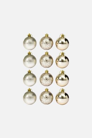 12 PACK CHRISTMAS GLAM BAUBLES