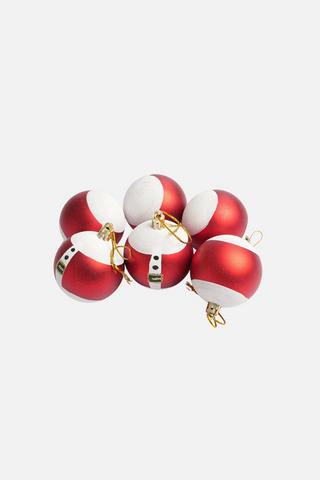 6 PACK CHRISTMAS HANGING SANTA BAUBLES