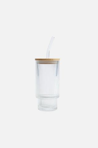 STACKING RIBBED GLASS SIPPER