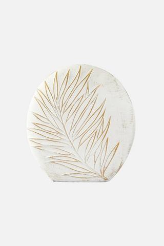 PALM LEAF DECORATIVE VASE - 1 - White
