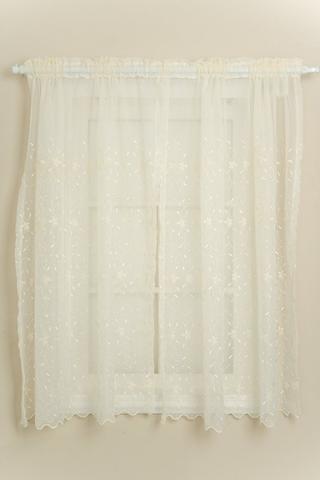 2 PACK EMBROIDERED CAFE CURTAIN 110X120CM