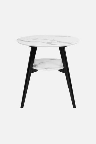 2 TIER MARBLE SIDE TABLE 63X65X7CM