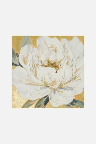 GOLD FLORAL WALL ART 60X60CM