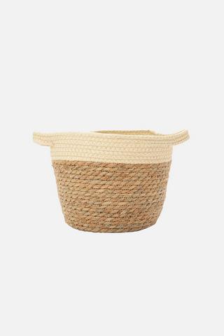 WOVEN GRASS STORAGE BASKET
