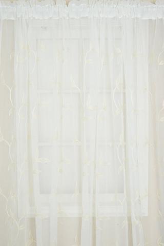 EMBROIDERED LEAF SHEER TAPED CURTAIN 230X218CM