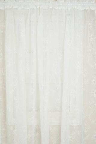 EMBROIDERED LEAF SHEER TAPED CURTAIN 230X218CM