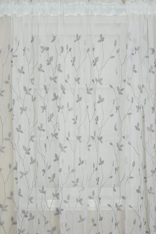 EMBROIDERED LEAF SHEER TAPED CURTAIN 230X218CM