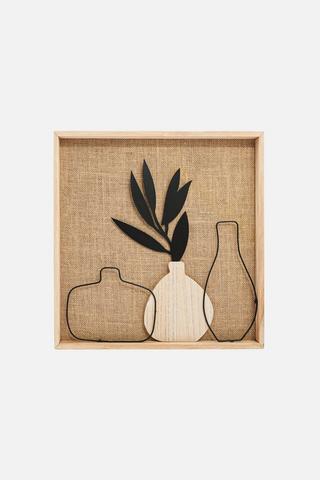 FRAMED METAL POTS WALL ART 40X40CM