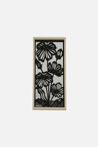 FRAMED MIRROR FLOWERS WALL ART 30X60CM