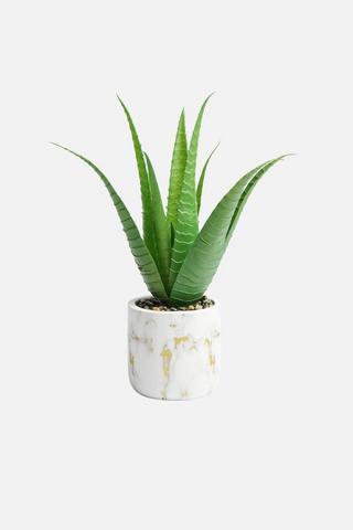 POTTED MARBLE FAUX ALOE