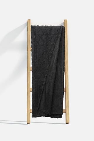 JACQUARD SHERPA BLANKET 180X200CM - 1 - Charcoal