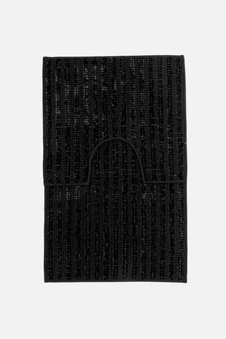 2 PIECE VISCOE STRIPE BATHMAT SET