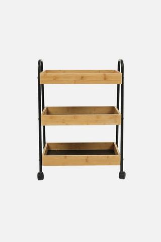 3 TIER BAMBOO STORAGE TROLLEY