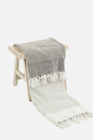 POLYCOTTON STRIPE CHENILLE THROW 140X180CM