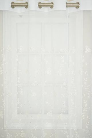 EMBROIDERED FLORAL EYELET CURTAIN 140X225CM