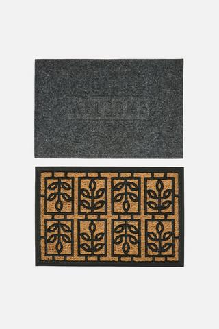 2 PACK LEAF DOORMAT 40X60CM