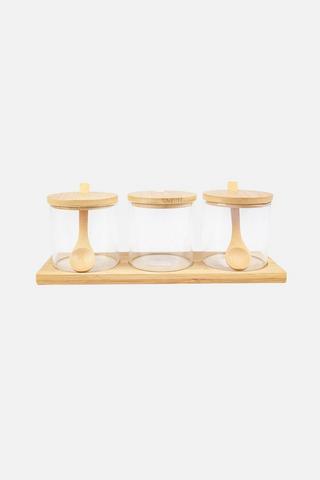 3 PACK BAMBOO STORAGE CANISTERS WITH SPOONS